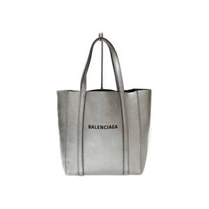BALENCIAGA Tote Leather Silver Shoulder Bag